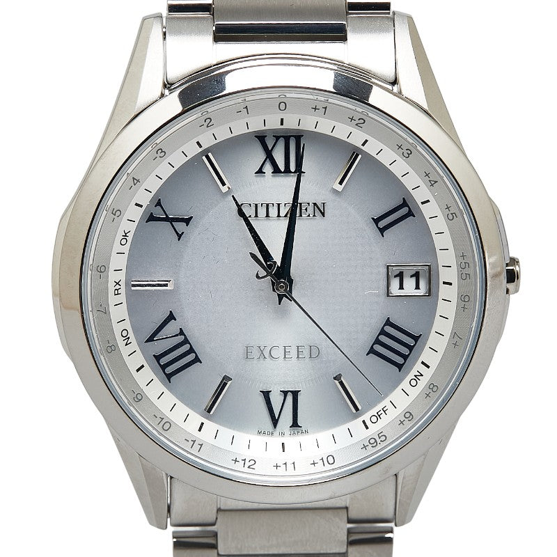 シチズン EXCEED エクシード 腕時計 CB1110-61A エコドライブ電波時計 シルバー文字盤 スーパーチタニウム メンズ CITIZEN 【中古】
