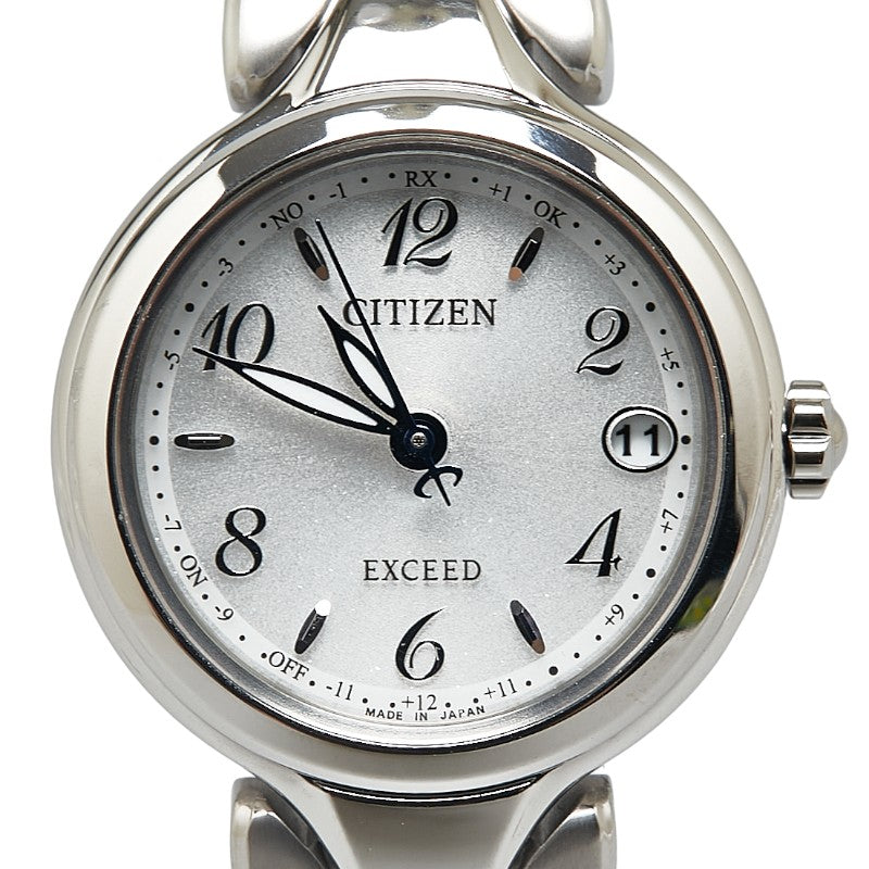 シチズン EXCEED エクシード 腕時計 ES9470-50A エコドライブ電波時計 シルバー文字盤 スーパーチタニウム レディース CITIZEN 【中古】