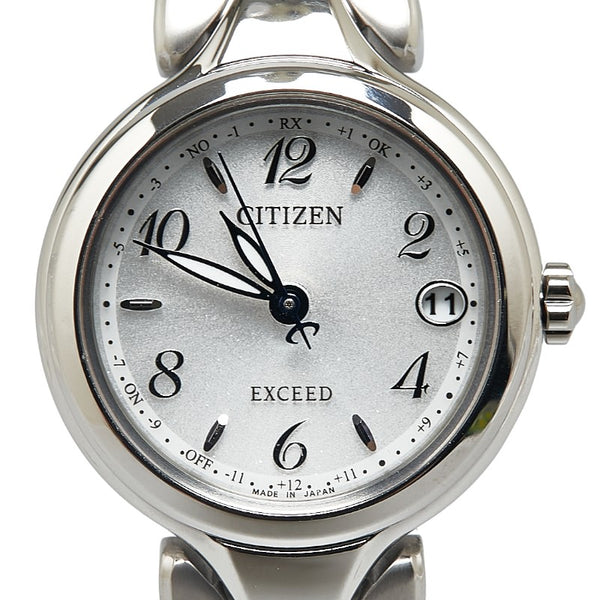 シチズン EXCEED エクシード 腕時計 ES9470-50A エコドライブ電波時計 シルバー文字盤 スーパーチタニウム レディース CITIZEN 【中古】