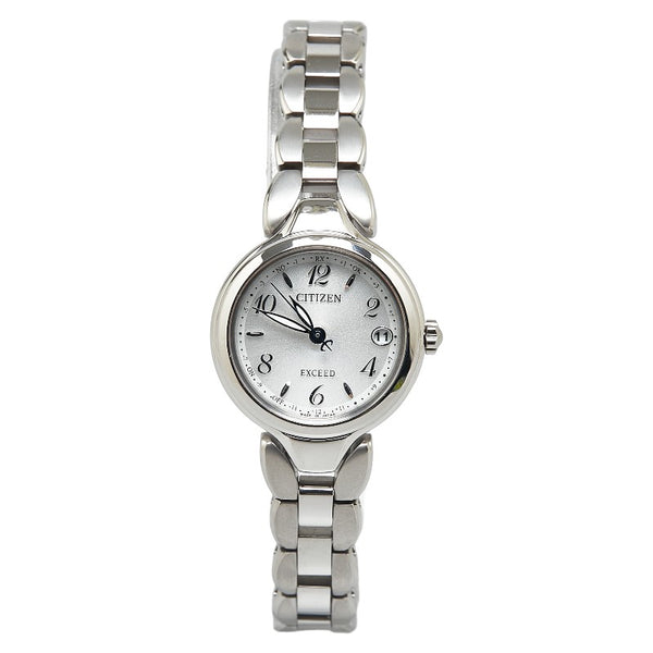 シチズン EXCEED エクシード 腕時計 ES9470-50A エコドライブ電波時計 シルバー文字盤 スーパーチタニウム レディース CITIZEN 【中古】