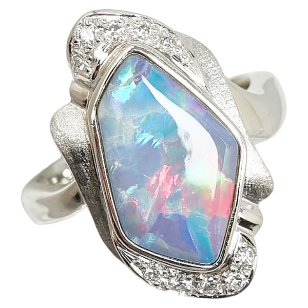 Pt900 プラチナ ブラックオパール2.69ct ダイヤ0.13ct リング 指輪 レディース 10.5号 【中古】