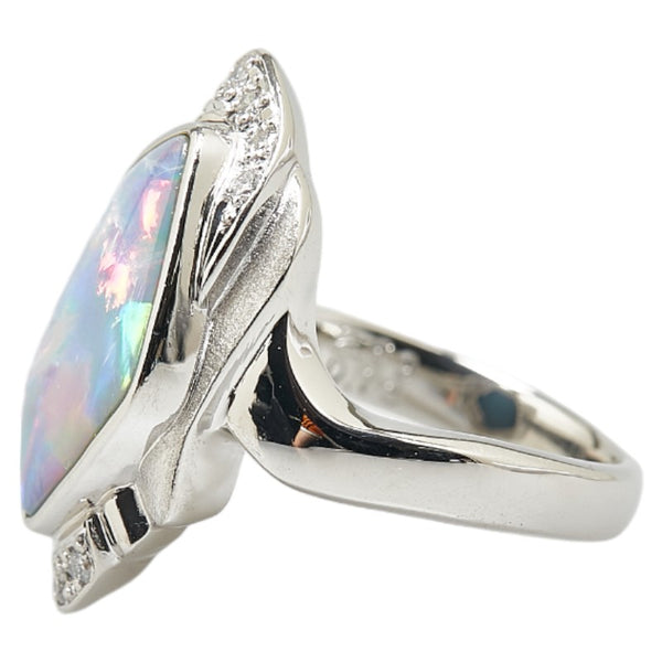 Pt900 プラチナ ブラックオパール2.69ct ダイヤ0.13ct リング 指輪 レディース 10.5号 【中古】