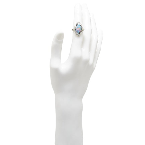 Pt900 プラチナ ブラックオパール2.69ct ダイヤ0.13ct リング 指輪 レディース 10.5号 【中古】