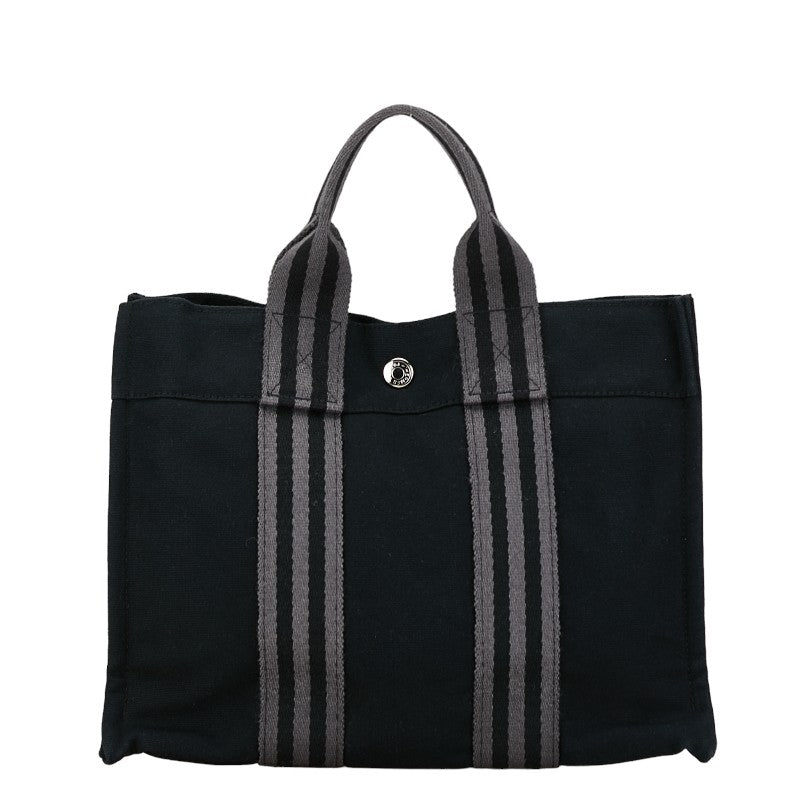 エルメス フールトゥPM トートバッグ ハンドバッグ ネイビー グレー キャンバス レディース HERMES 【中古】
