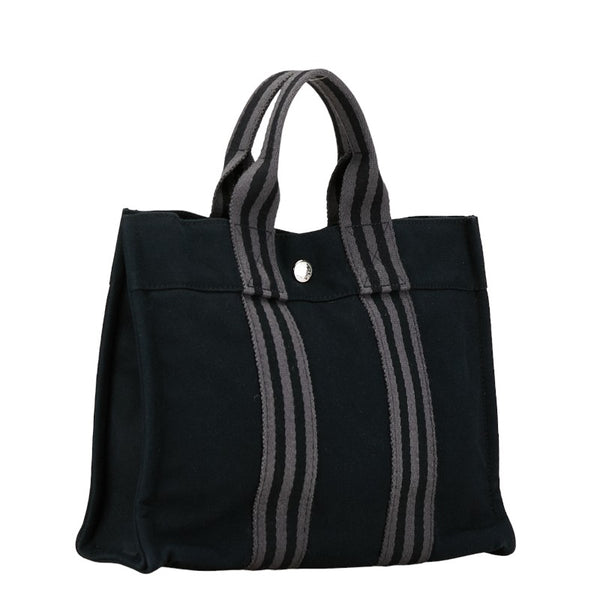 エルメス フールトゥPM トートバッグ ハンドバッグ ネイビー グレー キャンバス レディース HERMES 【中古】