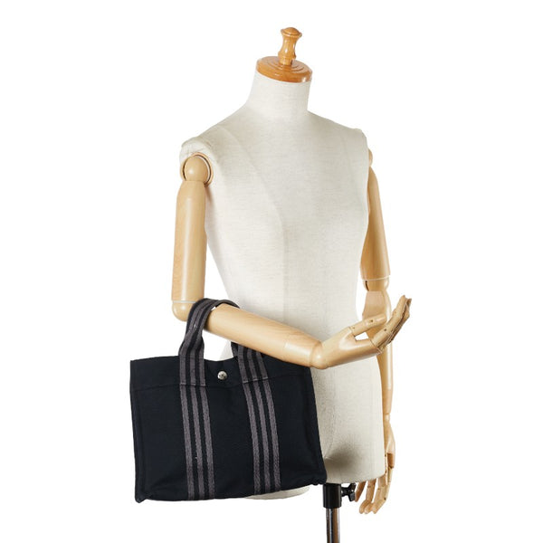 エルメス フールトゥPM トートバッグ ハンドバッグ ネイビー グレー キャンバス レディース HERMES 【中古】