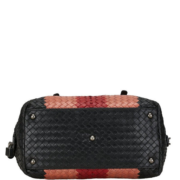 ボッテガヴェネタ イントレチャート ハンドバッグ 181831 ブラック ベージュ レッド レザー レディース BOTTEGAVENETA 【中古】