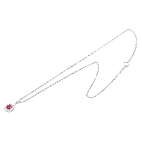 Pt900 プラチナ Pt850 プラチナ ルビー0.99ct ダイヤ0.18ct ネックレス レディース 【中古】