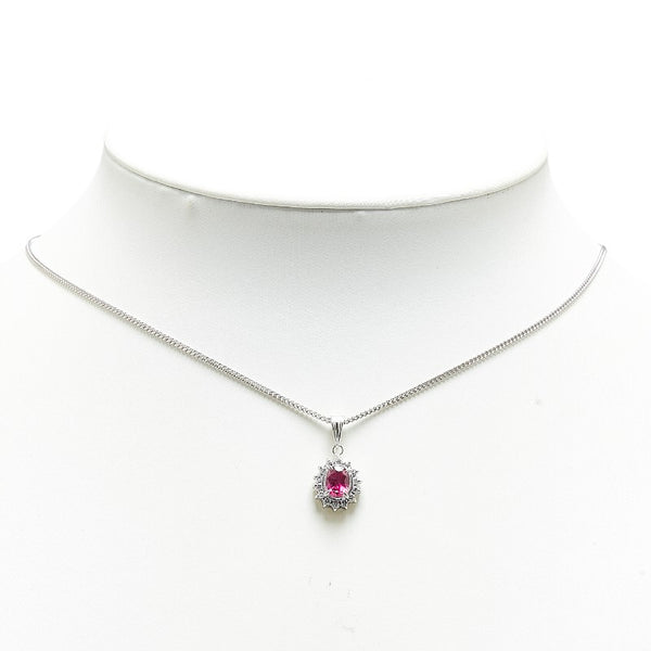 Pt900 プラチナ Pt850 プラチナ ルビー0.99ct ダイヤ0.18ct ネックレス レディース 【中古】