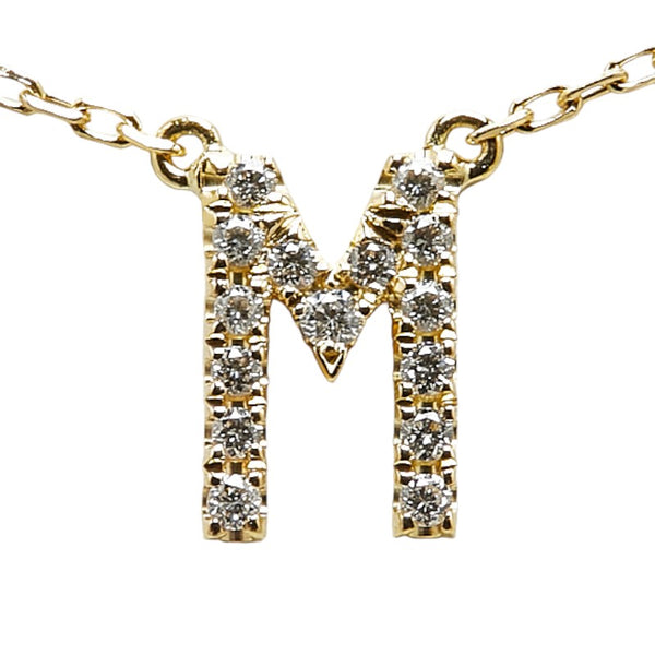 アーカー K18YG イエローゴールド ダイヤ0.06ct M モチーフ ネックレス レディース AHKAH 【中古】