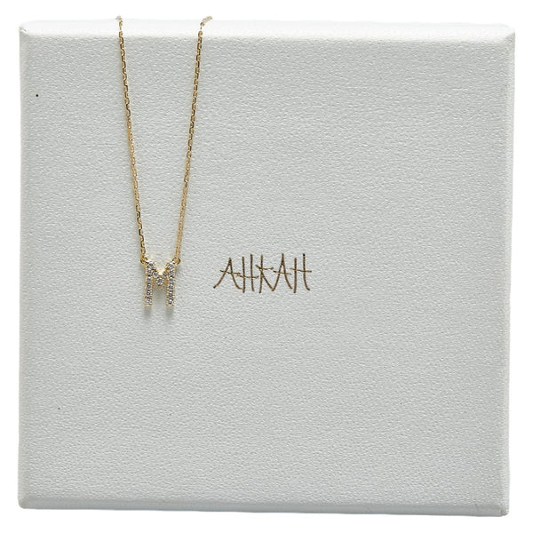 アーカー K18YG イエローゴールド ダイヤ0.06ct M モチーフ ネックレス レディース AHKAH 【中古】