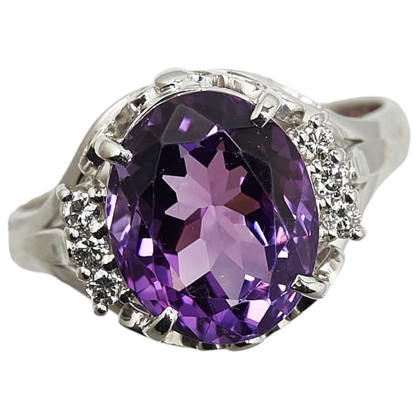 Pt900 プラチナ アメジスト3.78ct ダイヤ0.10ct リング 指輪 レディース 11.5号 【中古】