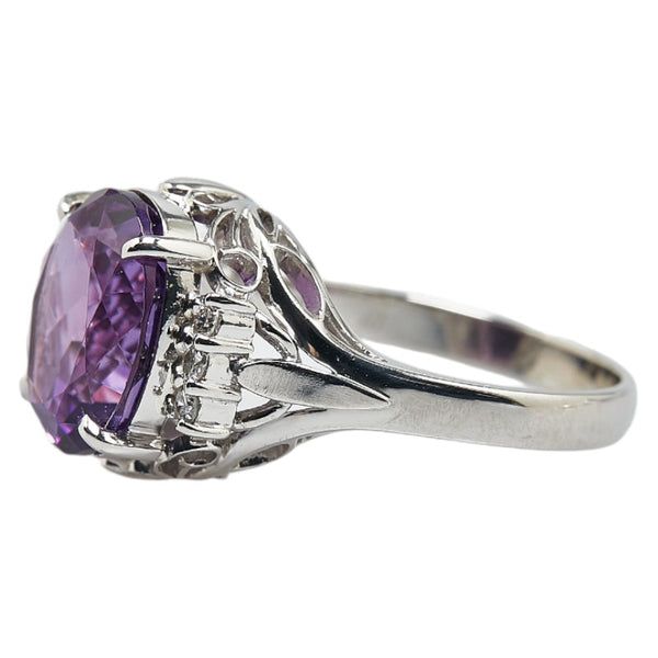 Pt900 プラチナ アメジスト3.78ct ダイヤ0.10ct リング 指輪 レディース 11.5号 【中古】