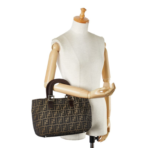 フェンディ ズッカ ハンドバッグ ブラウン キャンバス レザー レディース FENDI 【中古】