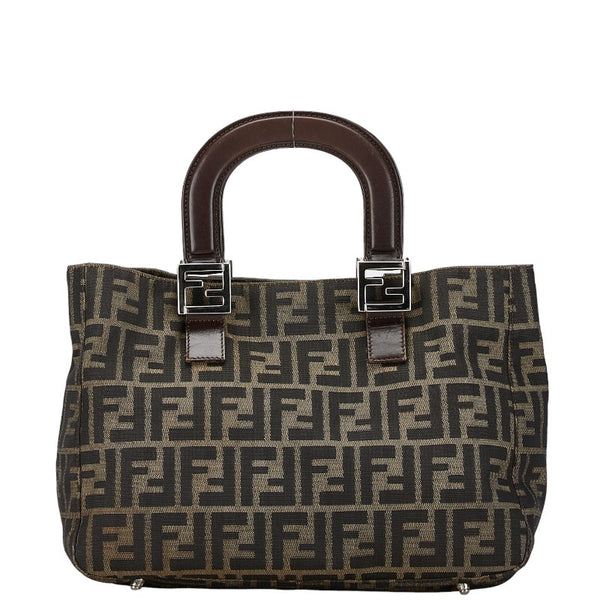 フェンディ ズッカ ハンドバッグ ブラウン キャンバス レザー レディース FENDI 【中古】
