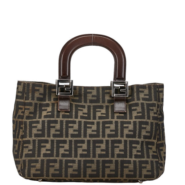 フェンディ ズッカ ハンドバッグ ブラウン キャンバス レザー レディース FENDI 【中古】