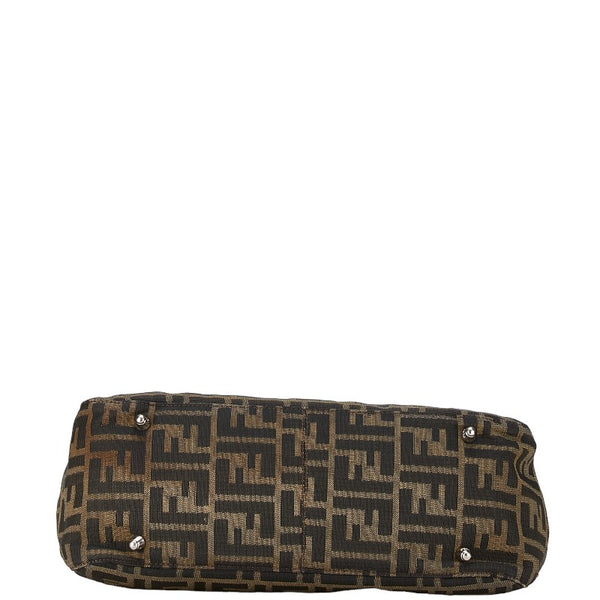 フェンディ ズッカ ハンドバッグ ブラウン キャンバス レザー レディース FENDI 【中古】