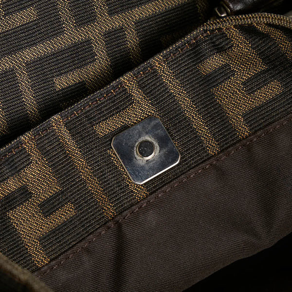 フェンディ ズッカ ハンドバッグ ブラウン キャンバス レザー レディース FENDI 【中古】