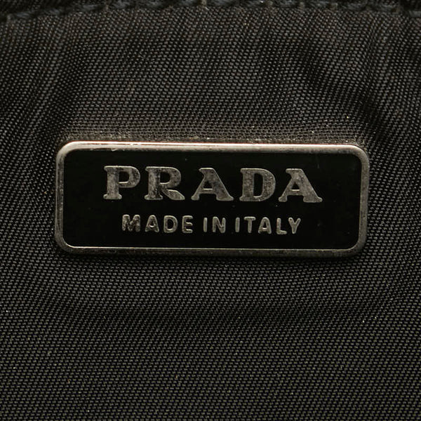 プラダ 三角ロゴプレート クラッチバッグ セカンドバッグ ブラック ナイロン レザー レディース PRADA 【中古】