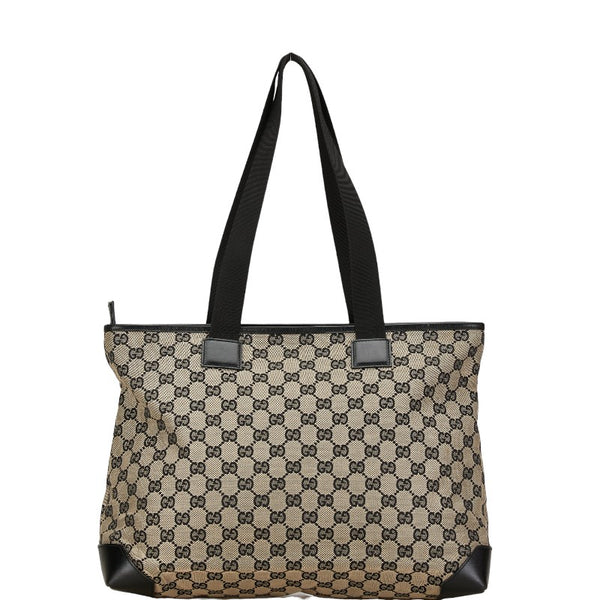 グッチ GGキャンバス トートバッグ ハンドバッグ 019 0426 3444 ブラック ベージュ キャンバス レザー レディース GUCCI 【中古】