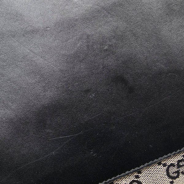 グッチ GGキャンバス トートバッグ ハンドバッグ 019 0426 3444 ブラック ベージュ キャンバス レザー レディース GUCCI 【中古】