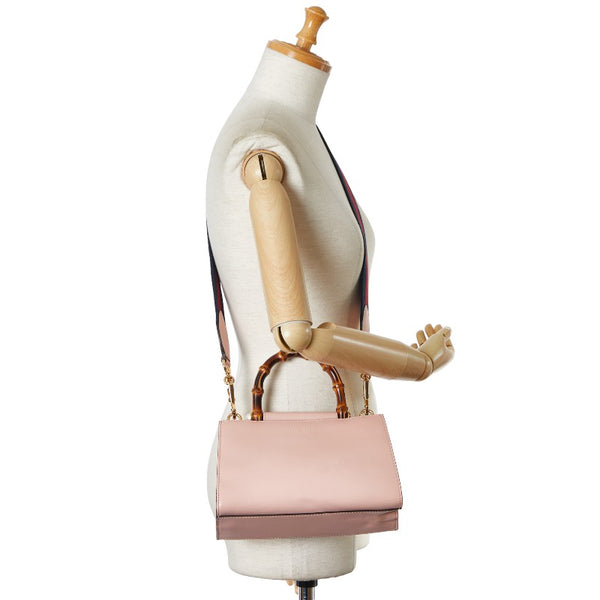 グッチ ニムフェア バンブー シェリーライン ハンドバッグ ショルダーバッグ２WAY 470271 ピンク レザー レディース GUCCI 【中古】