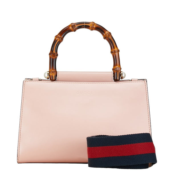 グッチ ニムフェア バンブー シェリーライン ハンドバッグ ショルダーバッグ２WAY 470271 ピンク レザー レディース GUCCI 【中古】
