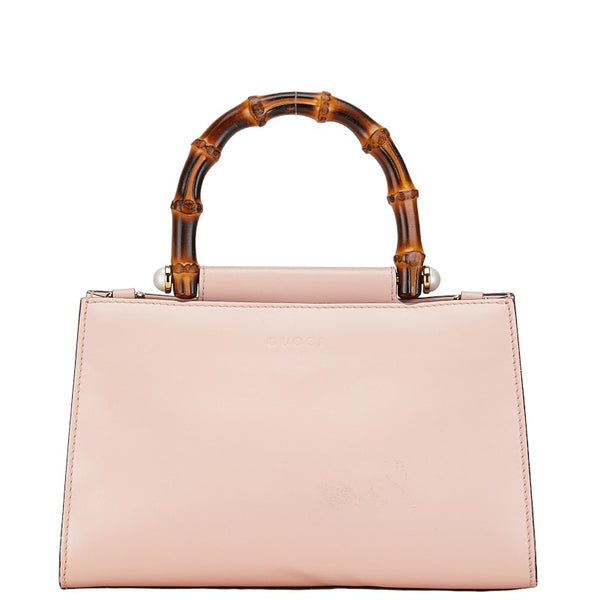 グッチ ニムフェア バンブー シェリーライン ハンドバッグ ショルダーバッグ２WAY 470271 ピンク レザー レディース GUCCI 【中古】
