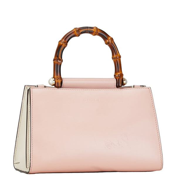 グッチ ニムフェア バンブー シェリーライン ハンドバッグ ショルダーバッグ２WAY 470271 ピンク レザー レディース GUCCI 【中古】