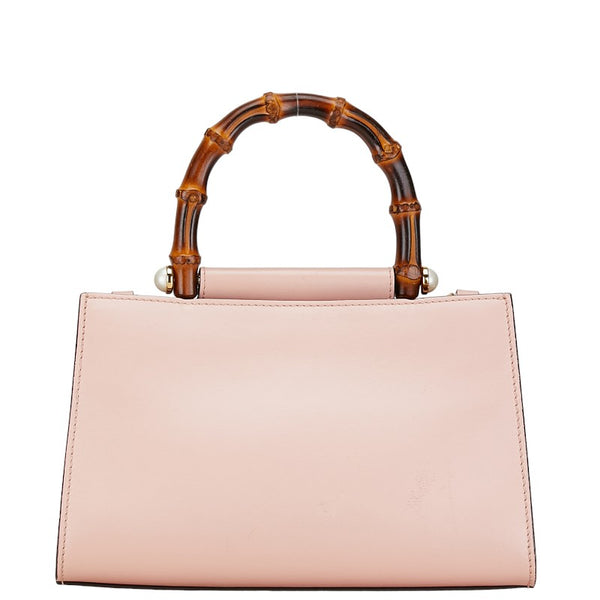 グッチ ニムフェア バンブー シェリーライン ハンドバッグ ショルダーバッグ２WAY 470271 ピンク レザー レディース GUCCI 【中古】