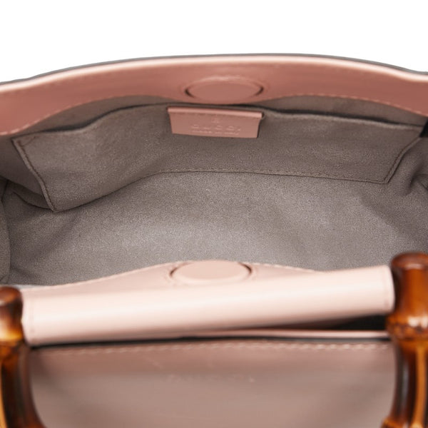 グッチ ニムフェア バンブー シェリーライン ハンドバッグ ショルダーバッグ２WAY 470271 ピンク レザー レディース GUCCI 【中古】