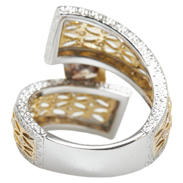 ゴールド シルバー K18WG ホワイトゴールド K18YG イエローゴールド ダイヤ0.968ct ダイヤ0.15ct リング 指輪 レディース 13.5号 【中古】