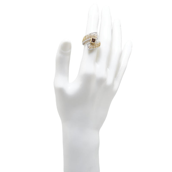 ゴールド シルバー K18WG ホワイトゴールド K18YG イエローゴールド ダイヤ0.968ct ダイヤ0.15ct リング 指輪 レディース 13.5号 【中古】