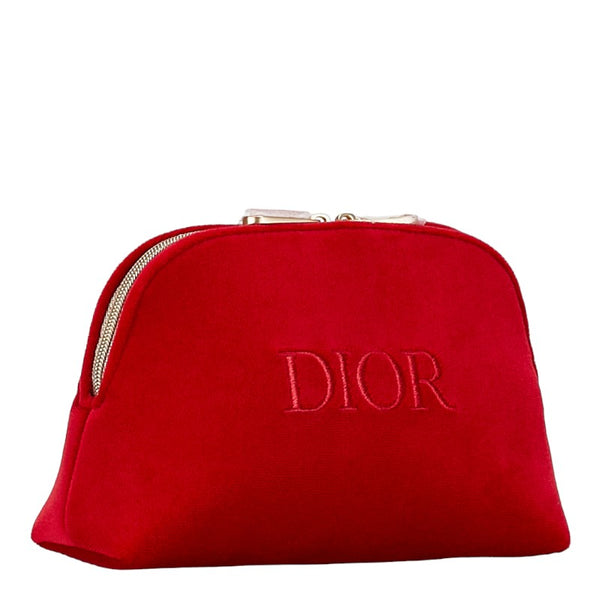 ディオール ロゴ ポーチ 3個セット ネイビー ブラック レッド ベロア レディース Dior 【中古】