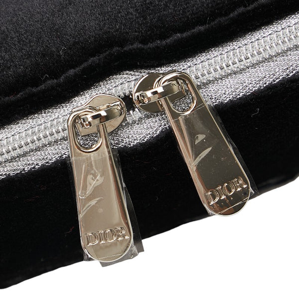 ディオール ロゴ ポーチ 3個セット ネイビー ブラック レッド ベロア レディース Dior 【中古】