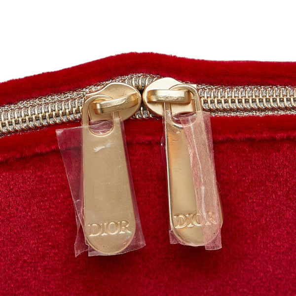 ディオール ロゴ ポーチ 3個セット ネイビー ブラック レッド ベロア レディース Dior 【中古】