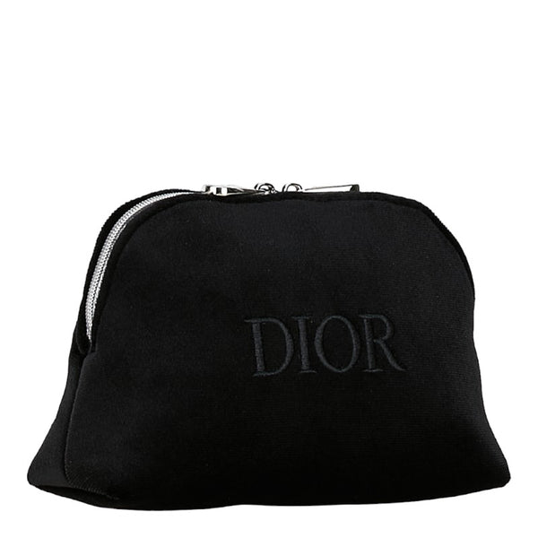ディオール ロゴ ポーチ 3個セット ネイビー ブラック レッド ベロア レディース Dior 【中古】