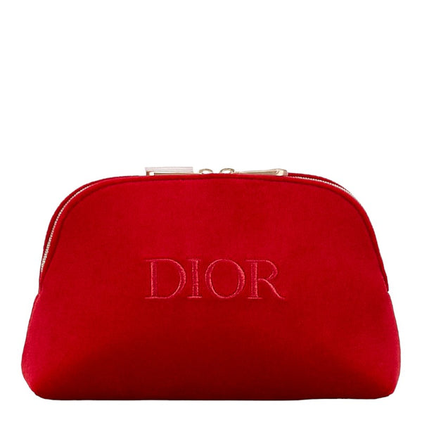 ディオール ロゴ ポーチ 3個セット ネイビー ブラック レッド ベロア レディース Dior 【中古】