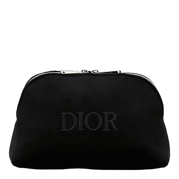 ディオール ロゴ ポーチ 3個セット ネイビー ブラック レッド ベロア レディース Dior 【中古】