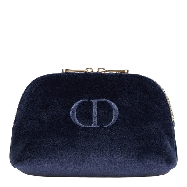 ディオール ロゴ ポーチ 3個セット ネイビー ブラック レッド ベロア レディース Dior 【中古】