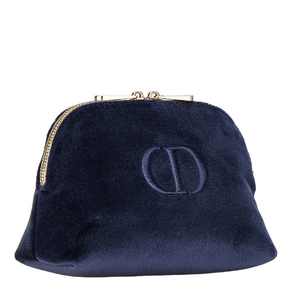 ディオール ロゴ ポーチ 3個セット ネイビー ブラック レッド ベロア レディース Dior 【中古】
