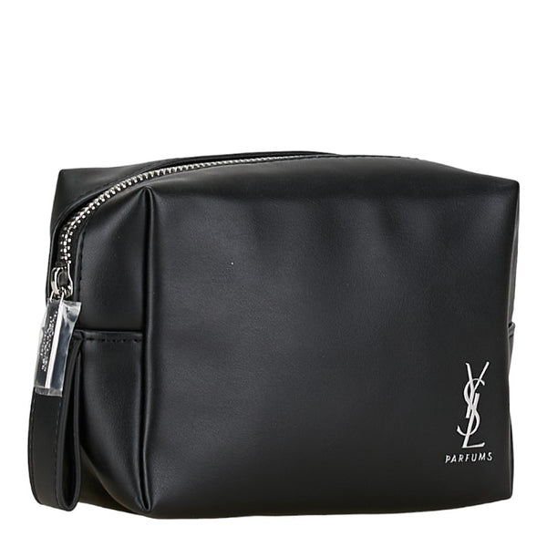 サンローラン ロゴ ポーチ 2個セット ブラック ポリエステル レディース SAINT LAURENT 【中古】