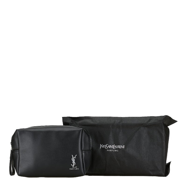 サンローラン ロゴ ポーチ 2個セット ブラック ポリエステル レディース SAINT LAURENT 【中古】