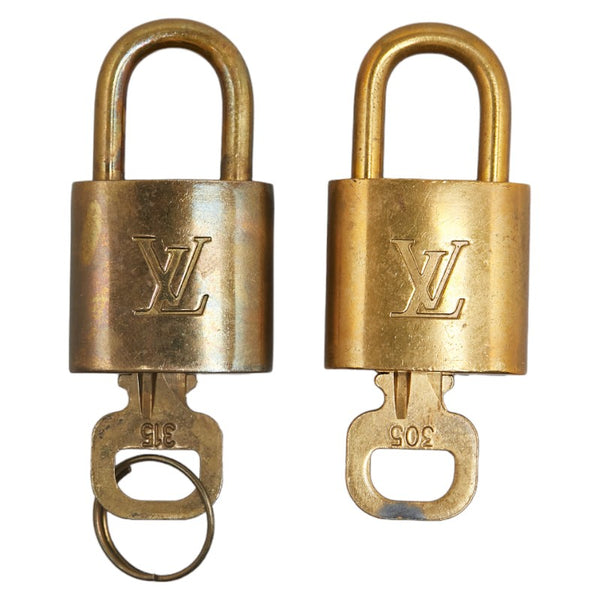 ルイ ヴィトン パドロック カデナ 南京錠 2個セット ゴールド メッキ レディース LOUIS VUITTON 【中古】