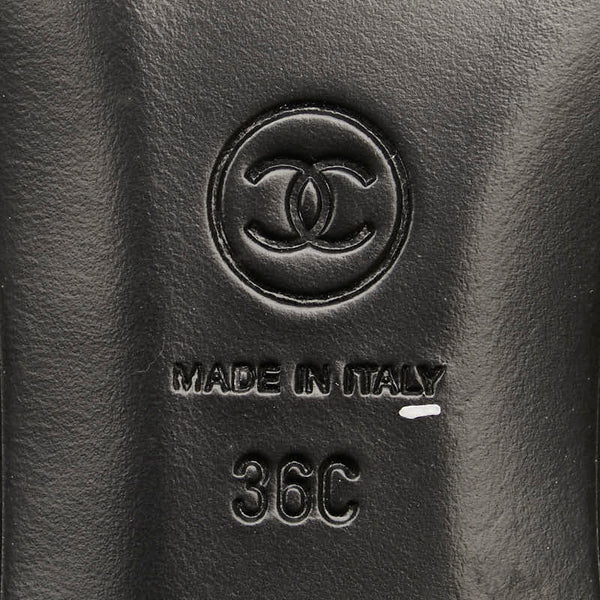 シャネル ココマーク チェーン ローファー サイズ：36C ピンク ブラック ツイード レディース CHANEL 【中古】