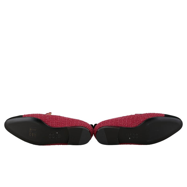 シャネル ココマーク チェーン ローファー サイズ：36C ピンク ブラック ツイード レディース CHANEL 【中古】