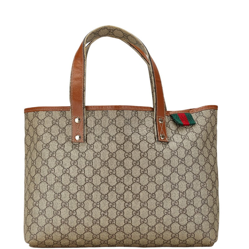 グッチ GGプラス シェリーライン トートバッグ 211134 ベージュ ブラウン PVC レザー レディース GUCCI 【中古】