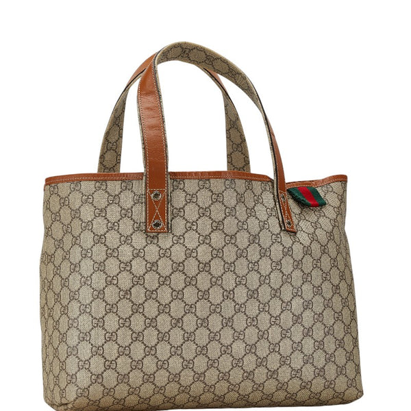 グッチ GGプラス シェリーライン トートバッグ 211134 ベージュ ブラウン PVC レザー レディース GUCCI 【中古】