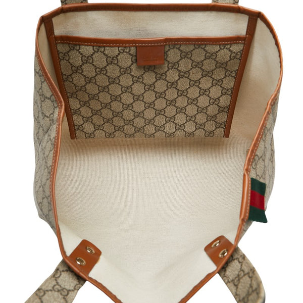 グッチ GGプラス シェリーライン トートバッグ 211134 ベージュ ブラウン PVC レザー レディース GUCCI 【中古】