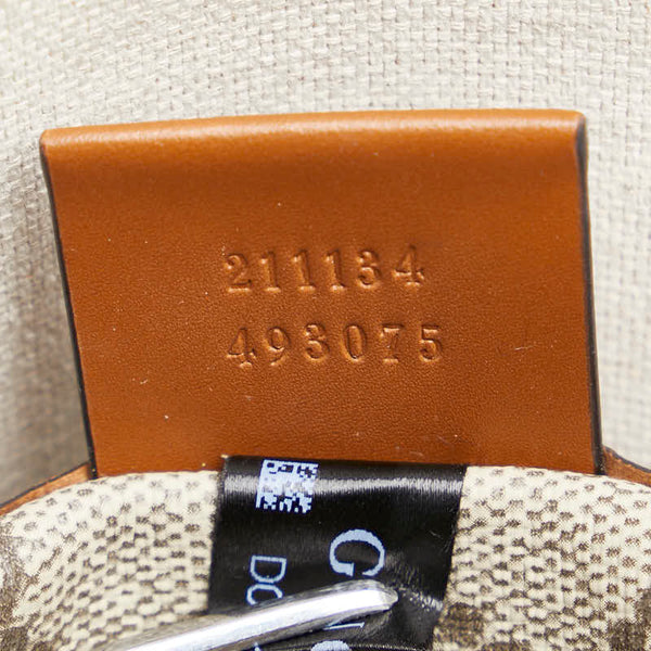 グッチ GGプラス シェリーライン トートバッグ 211134 ベージュ ブラウン PVC レザー レディース GUCCI 【中古】